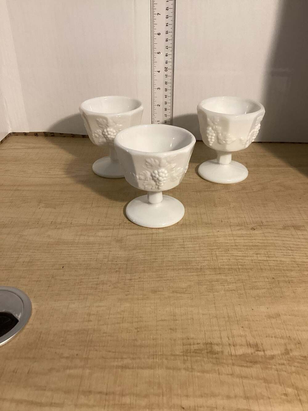 Westmoreland Paneled Grape Milk Glass Low Sherbet Footed Dessert Cup Set of 3